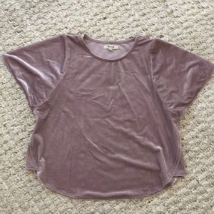 Madewell velvet flutter sleeve top.
